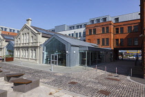 Ireland, North, Belfast, Titanic Quarter, Titanic Hotel housed in former drawing offices of Harland and Wolff shipbuilders.