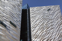 Ireland, North, Belfast, Titanic Quarter, Visitor centre designed by Civic Arts & Eric R Kuhne.