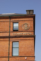 Ireland, North, Belfast, Titanic Quarter, Titanic Hotel housed in former drawing offices of Harland and Wolff shipbuilders.