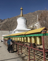 The Drepung Monastery was founded in 1416 A.D. and was the largest monastery in all of Tibet, housing up to 10,000 monks at one time.  Near Lhasa, Tibet.