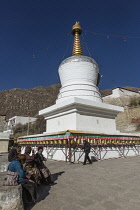 The Drepung Monastery was founded in 1416 A.D. and was the largest monastery in all of Tibet, housing up to 10,000 monks at one time.  Near Lhasa, Tibet.