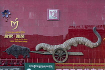 A shop in Lhasa, Tibet, advertising Yartsa Gunbu - Ophiocordyceps sinensis, the caterpillar fungus.  It is considered an aphrodisiac and a cure-all for any ailment in both traditional Chinese and Tibe...