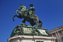 Austria, Vienna, Hofburg Royal Palace, Statue of Prince Eugene of Savoy on horseback in Heldenplatz or Heroes Square.