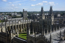 England, Oxford, All Souls College view from St Mary the Virgin church tower.