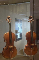 England, Oxford, Ashmolean Museum, Stradivari violin 'The Rode' and Lupot violin.