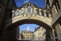 England, Oxford, Bridge of Sighs with Sheldonian theatre in distance..