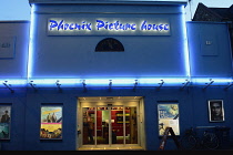 England, Oxford, Jericho, Phoenix Picture House arthouse cinema at night.