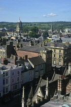 England, Oxford, view onto the High St from St Mary's Tower.