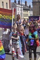 England, Oxford, Gay Pride march on Broad Street.