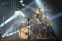 Music, Instruments, Percussion, Drums being played live on stage with Level 42.