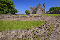 Ireland, County Fermanagh,  Ruin of Tully Castle on the shores of Lough Erne which was a fortified house with a rectangular bawn built for Sir John Hume, a Scottish planter, in 1619.