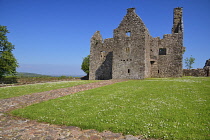 Ireland, County Fermanagh,  Ruin of Tully Castle on the shores of Lough Erne which was a fortified house with a rectangular bawn built for Sir John Hume, a Scottish planter, in 1619.