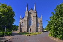 Ireland, County Down, Downpatrick, View from the east  of the Cathedral Church of the Holy Trinity also known as Down Cathedral, reputed burial place of St Patrick Ireland's patron saint.