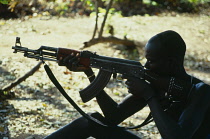 Ethiopia, General, Mursi tribesman with kalashnikov.