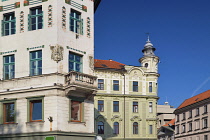 Slovenia, Ljubljana, Preseren Square, Hauptmann House, Early 20th century building in Secessionist or Art Nouveau style.