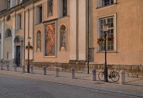 Slovenia, Ljubljana, Evening light on the walls of the Cathedral of St Nicholas.