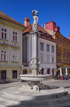 Slovenia, Ljubljana, Old Town, Hercules Fountain.