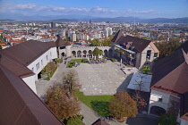 Slovenia, Ljubljana, Vista of the city from Ljubljana Castle's Watchtower.