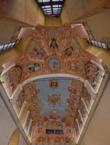 Slovenia, Ljubljana, Ljubljana Castle, Chapel of St George and it's highly decorated ceiling.