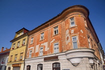 Slovenia, Upper Carniola, Kranj, A colourful corner on Glavni trg which is the Old Towns main square.