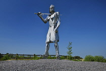 Ireland, County Roscommon, Ballaghaderreen by pass, The Gallowglass Warrior sculpture.