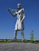 Ireland, County Roscommon, Ballaghaderreen by pass, The Gallowglass Warrior sculpture.