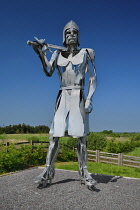 Ireland, County Roscommon, Ballaghaderreen by pass, The Gallowglass Warrior sculpture.
