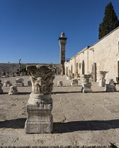 Israel, Jerusalem, The al-Fakhariyya Minaret at the corner of the Islamic Museum on the Temple Mount or al-Haram ash-Sharif. The Old City of Jerusalem and its Walls is a UNESCO World Heritage Site. In...