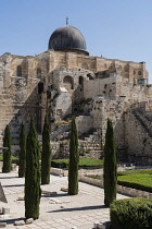 Israel, Jerusalem, Jerusalem Archeological Park, A Crusader tower was built against the southern wall of the Temple Mount or al-Haram ash-Sharif below the al-Aqsa Mosque. Jerusalem Archeological Park....