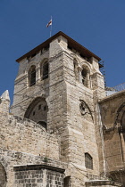 Israel, Jerusalem, The 12th Centurey Crusader bell tower of the Church of the Holy Sepulchre in the Christian Quarter. The Old City of Jerusalem and its Walls is a UNESCO World Heritage Site. This chu...
