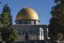 Israel, Jerusalem, The Dome of the Rock shrine or Qubbat As-Sakhrah was built within the walls of the Old City on the Jewish Temple Mount and site of the Second Jewish Temple. It was completed about 6...