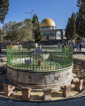 Israel, Jerusalem, The Dome of the Rock shrine or Qubbat As-Sakhrah was built within the walls of the Old City on the Jewish Temple Mount and site of the Second Jewish Temple. It was completed about 6...