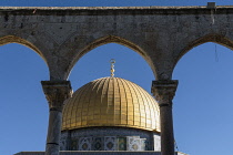 Israel, Jerusalem, The Dome of the Rock shrine or Qubbat As-Sakhrah was built within the walls of the Old City on the Jewish Temple Mount and site of the Second Jewish Temple. It was completed about 6...