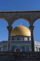 Israel, Jerusalem, The Dome of the Rock shrine or Qubbat As-Sakhrah was built within the walls of the Old City on the Jewish Temple Mount and site of the Second Jewish Temple. It was completed about 6...