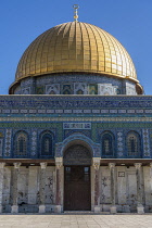 Israel, Jerusalem, The Dome of the Rock shrine or Qubbat As-Sakhrah was built within the walls of the Old City on the Jewish Temple Mount and site of the Second Jewish Temple. It was completed about 6...