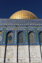 Israel, Jerusalem, al-Haram ash-Sharif, The Dome of the Rock shrine, Qubbat al-Sakhrah, is located on the Temple Mount on the site of the Soloman's Temple and was compted about 692. A.D. The Old City...