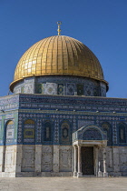 Israel, Jerusalem, The Dome of the Rock shrine or Qubbat As-Sakhrah was built within the walls of the Old City on the Jewish Temple Mount and site of the Second Jewish Temple. It was completed about 6...