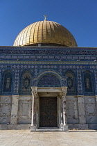 Israel, Jerusalem, al-Haram ash-Sharif, The Dome of the Rock shrine, Qubbat al-Sakhrah, is located on the Temple Mount on the site of the Soloman's Temple and was compted about 692. A.D. The Old City...