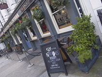 England, London, Westminster, Outside seating of the Volunteer pub on Baker Street.