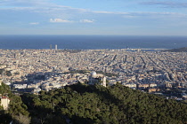 Spain, Catalonia, Barcelona,  City view from Temple. Mount Tibidabo