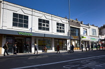 England, East Sussex, Brighton, People in queue with social distancing measures put in place by Waitrose supermarket to limit people entering the store.