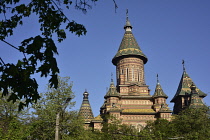 Romania, Timis, Timisoara, View of Metropolitan Orthodox Cathedral, old town.