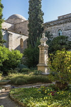 Israel, Jerusalem, A bust of Cardinal Lavigerie in the garden of the Church of Saint Anne by the Pools of Bethesda in the Muslim Quarter of the Old City. The Old City of Jerusalem and its Walls is a U...