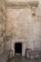 Palestine, Bethlehem, The doorway of the Church of the Nativity in Bethlehem in the Occupied West Bank. The original basilica was built in 339 A.D. over the Nativity Grotto which is the traditional bi...