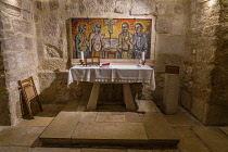 Palestine, Bethlehem, The Chapel of St. Jerome under the Church of Saint Catherine adjacent to the Church of the Nativity in Behlehem. This series of caves connects to the Grotto of the Nativity under...