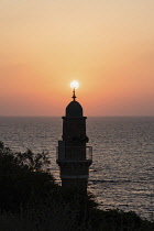 Israel, Jaffa, Old Jaffa, The minaret of the Al Bahr Mosque in Jaffa, Israel. Its name translates to the Sea Mosque in English. It is an Ottoman style mosque built in the 16th Century and is the oldes...