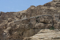 Palestine, Occupied Palestinian Territory, Jericho, The Greek Orthodox Monastery of the Temptation on the Mount of Temptation, the traditional site of the Temptation of Christ, near at Jericho in the...