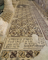 Jordan, Mount Nebo, Mount Nebo, A Byzantine-era mosaic tile floor from the Memorial Church of Moses.  From Mount Nebo, Moses was permitted to look down on the Promised Land.