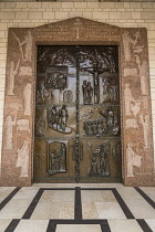 Israel, Galilee, Nazareth, The bronze doors of the Church or Basilica of the Annunciation.