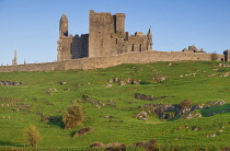 Ireland, County Tipperary,  Rear view of the Rock of Cashel, a spectacular group of Medieval buildings set on an outcrop of limestone in the Golden Vale.